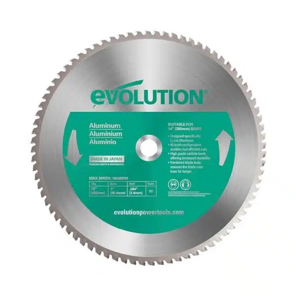 Evolution Circular Saw Blades - 355mm Aluminium Cutting - 80T TCT - Chop Saw Blade