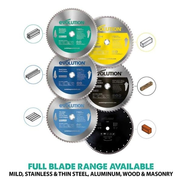 Evolution Circular Saw Blades - 355mm Aluminium Cutting - 80T TCT - Chop Saw Blade
