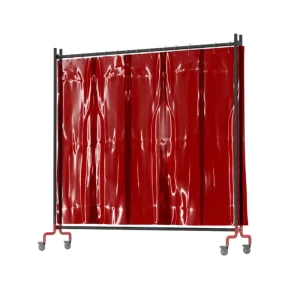 Defender 400 Mobile Welding Screen with Castors - 6' 5" x 6' 3" (Red/Green)
