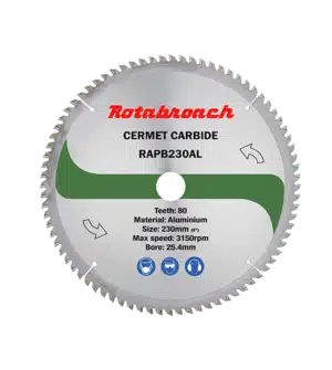 Rotabroach Metal Cutting Saw - Raptor Series - Aluminium Cutting TCT Dry Cut Blade - 230mm