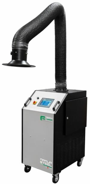 F-Tech Armur Steel Mobile Fume Unit 400V with 7" Touch Panel c/w 3mtr Armoflex Arm
