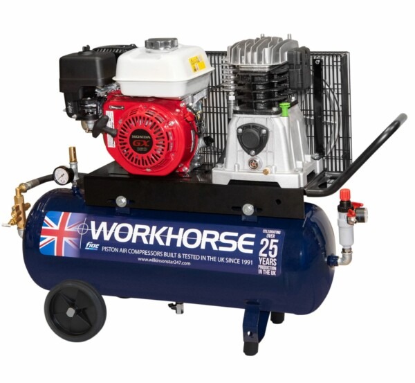 0010972 workhorse petrol air compressor 55hp 50l portable