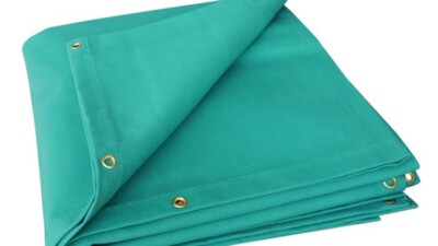 Welding Curtain 6' x 6' Green Canvas with Eyelets