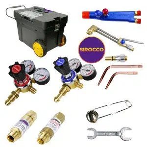 Sirocco Type 5 Cutting and Welding Set for Gas Contractors with Acetylene and Oxygen Regulators 10 Piece
