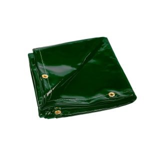 Green Flame-Resistant PVC Welding Curtain with Eyelets - 6'x4' to 8'x6' (EN25980)