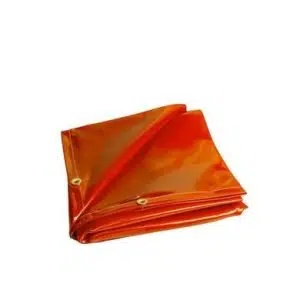 Orange Flame-Resistant PVC Welding Curtain with Eyelets - 6'x4' to 8'x6' (EN25980)