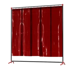 Defender 300 Welding Screen with Frame - 6' 3" x 6' 7" - Red/Green