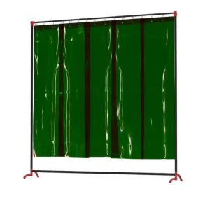 Defender 300 Welding Screen with Frame - 6' 3" x 6' 7" - Red/Green - Green