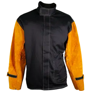 Panther Leather Sleeve Welding Jacket - FR Cotton Body (Sizes M-XXXXL)