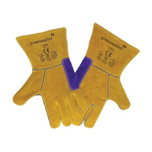 Reversible Welding Gauntlets - Gold Cow Split Leather