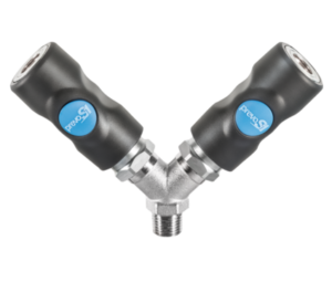 ISO B Safety Twin Coupler Prevost ISI 068151 R1/4 BSPT Male Thread 12 Bar