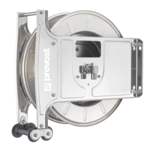 304 Stainless Steel Open Air Hose Reel Prevost DGO NI No Hose 20m Capacity G1/2 Swivel Inlet