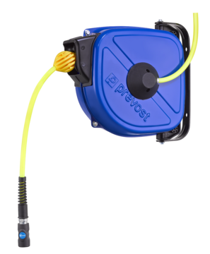 Enclosed Steel Air Hose Reel Prevost DRFB 0812BS 12m Polyurethane 8mm ID 12 Bar Safety Retraction